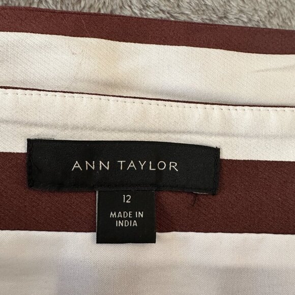 Ann Taylor 2023 Striped Flounce Slip Skirt Midi Women's 12 - Picture 2 of 7